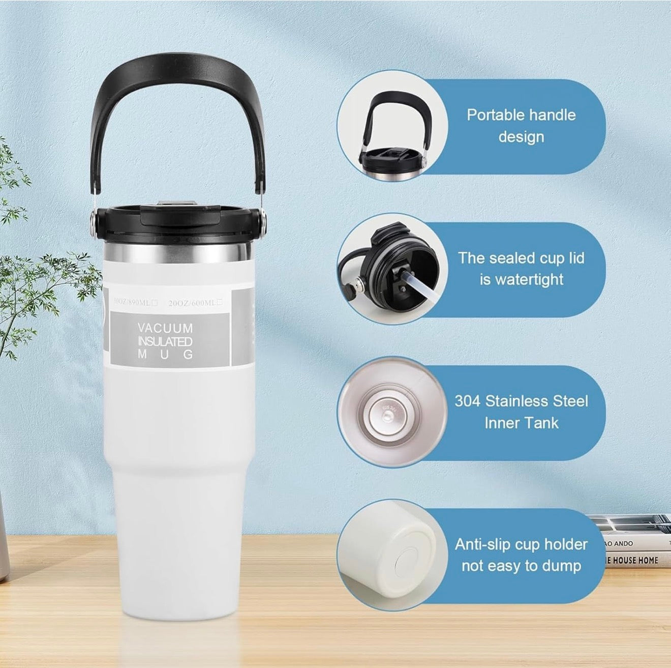 Tote Tumbler - Sipper Water Bottle With Handle